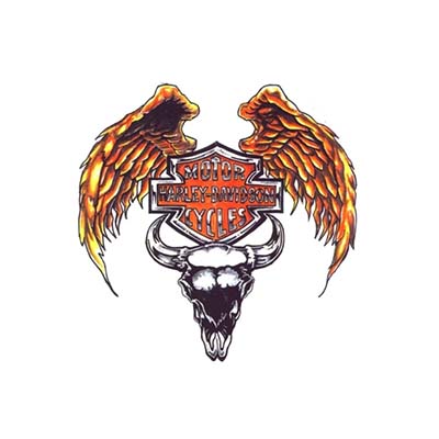 Harley davidson logo with golden wings and bull skull Design Water Transfer Temporary Tattoo(fake Tattoo) Stickers NO.11262